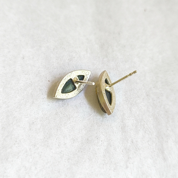 🎀 Sterling silver and yellow amber marquise stud earrings - Picture 7 of 8